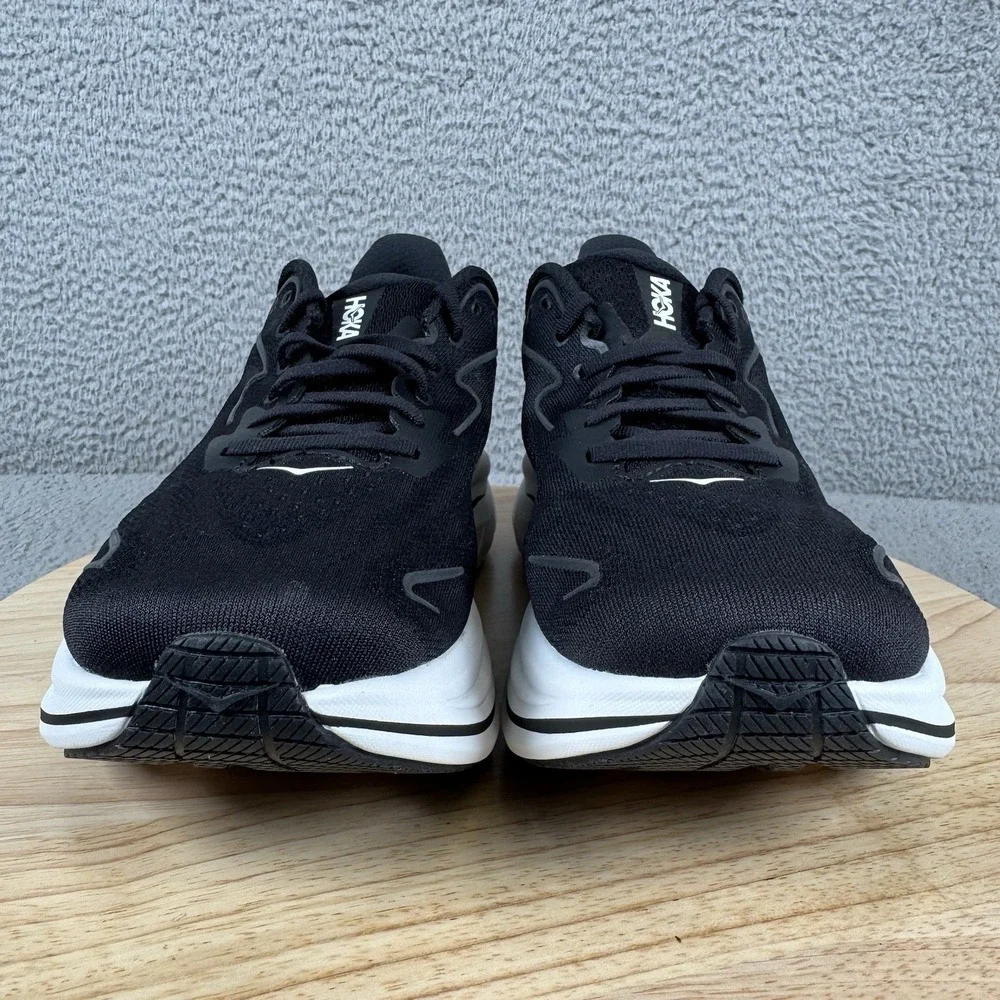 Hoka One One Clifton 10 Mens Size 9 EE Wide Black White Running Shoes Sneakers‎